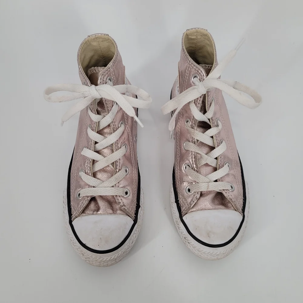 Converse YOUTH Pink Metallic High Top Sneakers Size 1